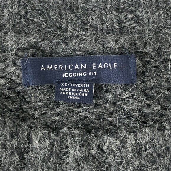 American Eagle Size XS Jegging Fit Gray Striped Oversized Wool Blend Sweater - Picture 4 of 4